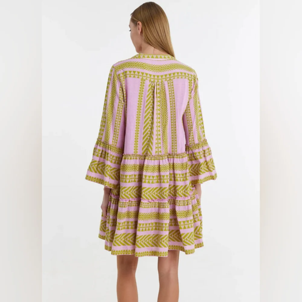 Devotion Twins Midi Dress Green Pink NWT Sz S - Picture 4 of 11